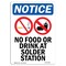 Signmission OSHA Notice, 5" Height, No Food Or Drink At Sign With Symbol, 5" X 3.5", Portrait OS-NS-D-35-V-14586 - alternate 1